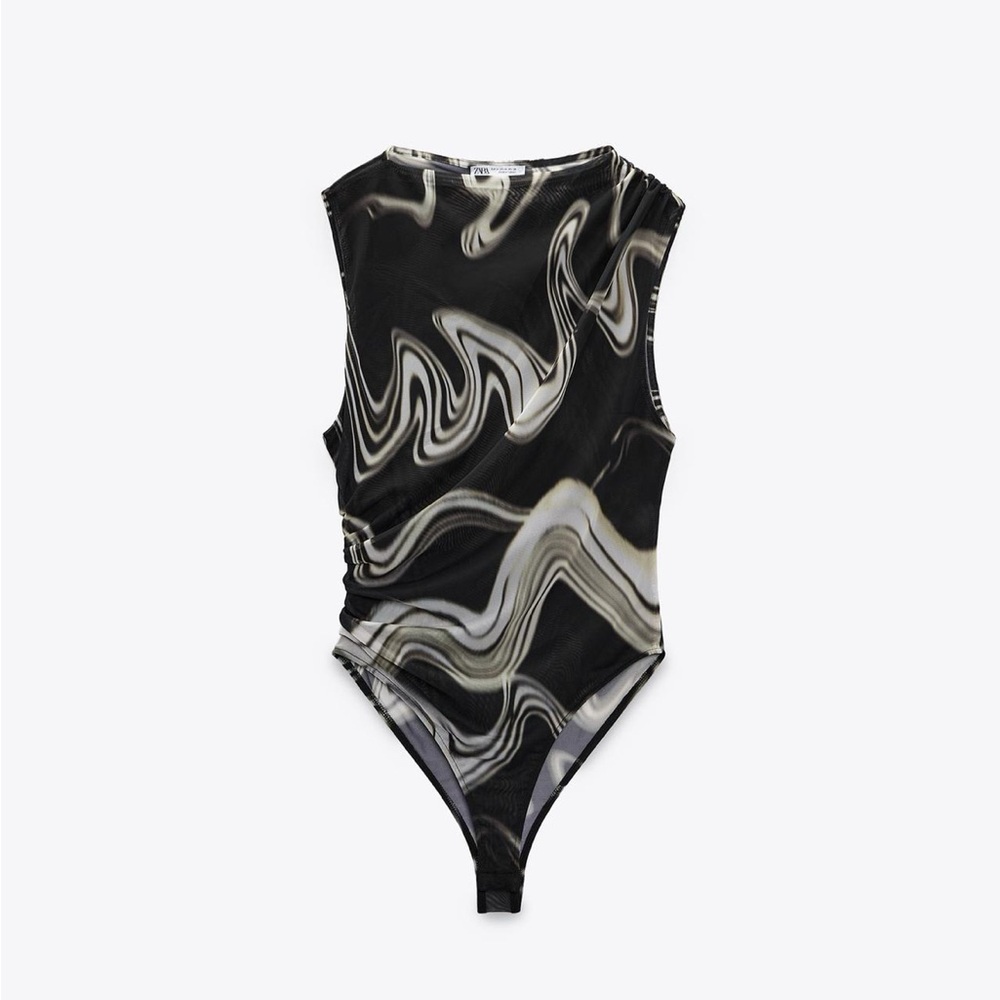 Zara Monochrome Swirl Bodysuit